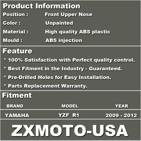 Unpainted Front Upper Nose Fairing for Yamaha YZF R1 (2009 2010 2011 2012) in Kuwait
