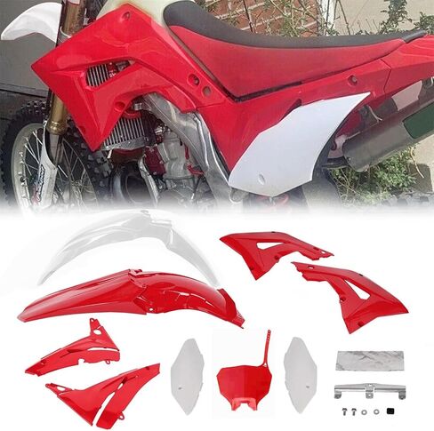 مجموعة أدوات بلاستيكية من ECOTRIC متوافقة مع مجموعة هدايا Honda CR125R CR250R موديل 2002-2007 باللونين الأحمر والأبيض in Kuwait