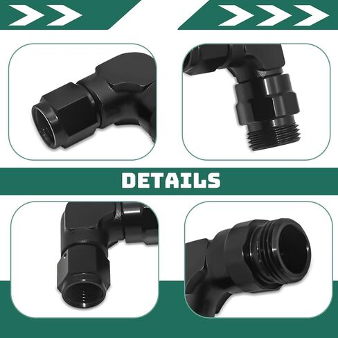 6AN أنثى مضيئة دوارة إلى 10AN ذكر ORB 90 درجة محول مناسب - أسود بأكسيد الألومنيوم لخطوط الوقود / الزيت in Kuwait
