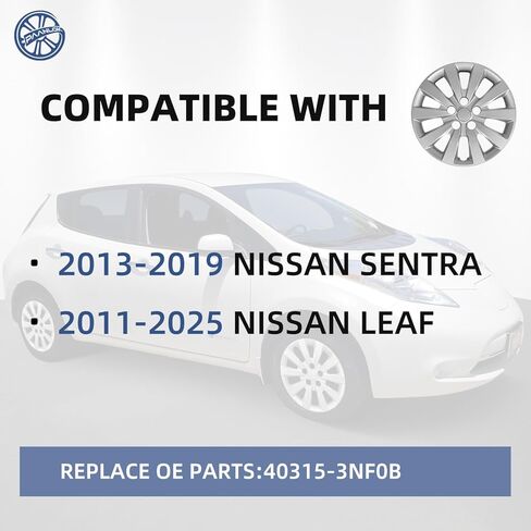 أغطية عجلات فولاذية فضية مقاس 16 بوصة لـ 2013-2019 Nissan Sentra و2011-2025 Nissan Leaf، أغطية بديلة من OEM متوافقة مع الجزء # 40315-3NF0B، 4 عبوات من أغطية الحواف in Saudi Arabia