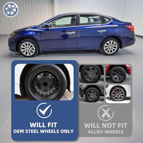 أغطية عجلات فولاذية فضية مقاس 16 بوصة لـ 2013-2019 Nissan Sentra و2011-2025 Nissan Leaf، أغطية بديلة من OEM متوافقة مع الجزء # 40315-3NF0B، 4 عبوات من أغطية الحواف in Saudi Arabia