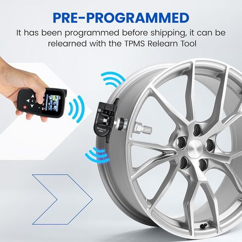 مجموعة مستشعر TPMS 433 ميجاهرتز مكونة من 4 نظام لمراقبة ضغط الإطارات - متوافق مع شيفروليه سيلفرادو جي إم سي سييرا كاديلاك XT5 بويك إنكليف - استبدال 13516165 13598773 13522631 in Kuwait