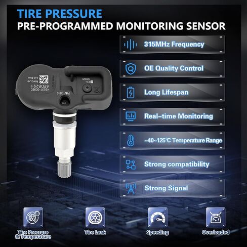 مجموعة من 4 عبوات، مستشعر TPMS 315 ميجا هرتز PMV-C010 نظام مراقبة ضغط الإطارات متوافق مع Toyota Lexus Scion، بديل لـ RAV4 Camry Corolla Yaris Prius يستبدل 42607-06020 4260706060 in Kuwait