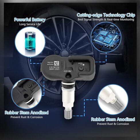 مجموعة من 4 عبوات، مستشعر TPMS 315 ميجا هرتز PMV-C010 نظام مراقبة ضغط الإطارات متوافق مع Toyota Lexus Scion، بديل لـ RAV4 Camry Corolla Yaris Prius يستبدل 42607-06020 4260706060 in Kuwait