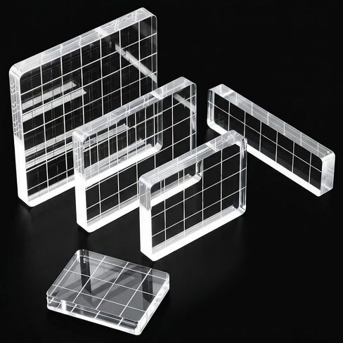 5 Pcs Acrylic Stamp Block, Clear Acrylic Stamping Blocks Set with Grid Lines, Multi Size Acrylic Stamps for Card Making, Scrapbooking, DIY Crafts (3x4, 4x5, 5x6, 2x7, 7x7 cm) in Kuwait
