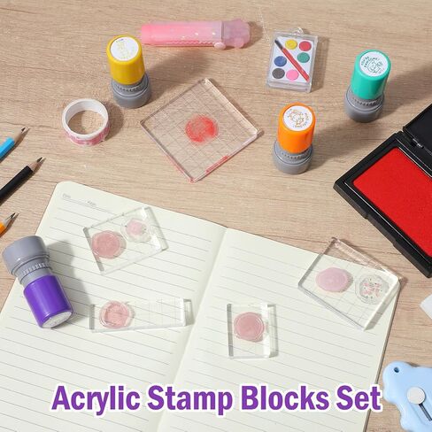 5 Pcs Acrylic Stamp Block, Clear Acrylic Stamping Blocks Set with Grid Lines, Multi Size Acrylic Stamps for Card Making, Scrapbooking, DIY Crafts (3x4, 4x5, 5x6, 2x7, 7x7 cm) in Kuwait