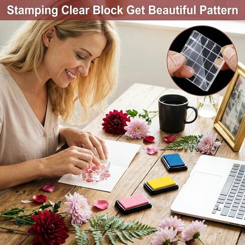 5 Pcs Acrylic Stamp Block, Clear Acrylic Stamping Blocks Set with Grid Lines, Multi Size Acrylic Stamps for Card Making, Scrapbooking, DIY Crafts (3x4, 4x5, 5x6, 2x7, 7x7 cm) in Kuwait