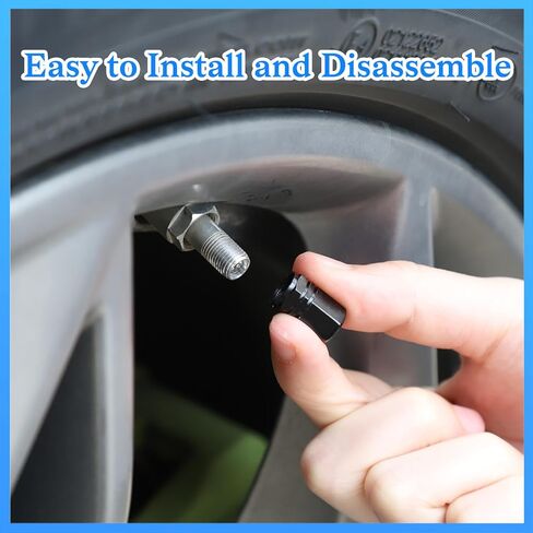30 PCS Air Caps Cover, Tire Valve Stem Caps Metal Valve Stems Cap Universal Dustproof Stem Covers with Sealing Ring Black Anodized Aluminum for Cars, Trucks, Suvs, Motorcycles and Bikes in Kuwait