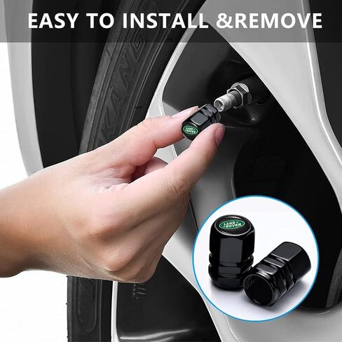 Car Keychain with Tire Valve Stem Caps Set for Land Rover Discovery Range Rover Sport Defender Land Cruiser LR2 3 4, 4 Pcs Metal Valve Stem Covers & Car Key Ring Combo, Auto Accessories in Saudi Arabia