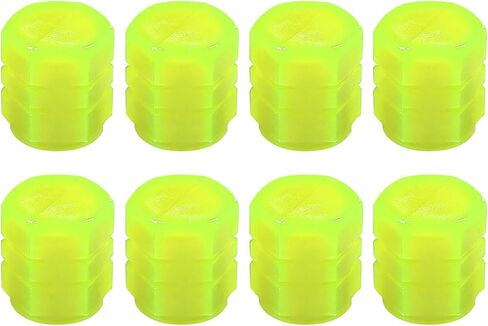8PCS Fluorescent Tire Valve Stem Caps, Tire Valve Covers, Luminous Auto Wheel Air Valve Caps, Corrosion Resistant Leak-Proof Wheel Valve Cover Universal for Car, Truck, Bike (Yellow) in Kuwait