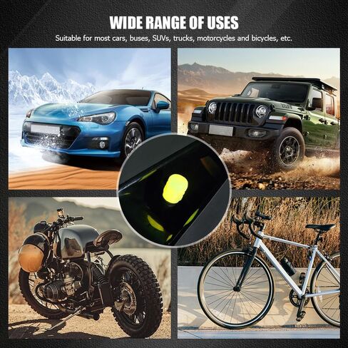 8PCS Fluorescent Tire Valve Stem Caps, Tire Valve Covers, Luminous Auto Wheel Air Valve Caps, Corrosion Resistant Leak-Proof Wheel Valve Cover Universal for Car, Truck, Bike (Yellow) in Kuwait