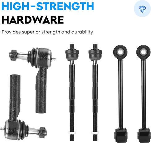 10pcs Front Upper Control Arms w/Ball Joints + Sway Bar Links + Tie Rod for Jeep Commander 2006-2010, Grand Cherokee 2005-2010, Suspension Kit K620188 K80629 K80861 ES80643 ES80644 EV80782 in Kuwait