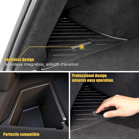 Trunk Storage Bins with Lids Custom Fit 2025 2026 Tesla Model Y Juniper 5 Seater, 2PCS Waterproof TPE Rear Side Cargo Organizer Boxes with Anti-Slip ABS Covers, Black in Kuwait
