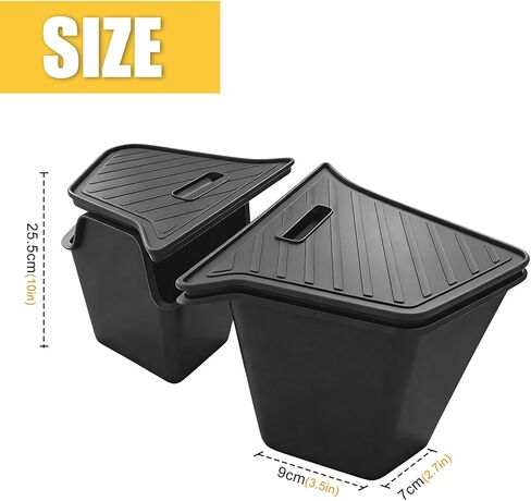 Trunk Storage Bins with Lids Custom Fit 2025 2026 Tesla Model Y Juniper 5 Seater, 2PCS Waterproof TPE Rear Side Cargo Organizer Boxes with Anti-Slip ABS Covers, Black in Saudi Arabia