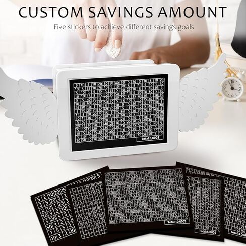 Cute Money Saving Challenge Box with Angel Wings Cash Saver Box for $10000 $5000 $3000 $2000 $1000 Target, Coin Bank Toys Gift for Birthday, Back to School, Halloween, Thanksgiving, Christmas Day in Saudi Arabia