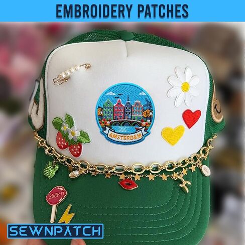 Amsterdam Netherlands Patch for Backpacks Hats Jeans Bags, Size 3" Iron On or Sew On Patches, Europe Souvenir Embroidery Patches Appliques for Clothes, Aesthetic Travel Patch for Travel Lovers in Saudi Arabia