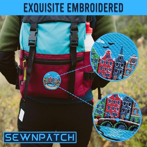 Amsterdam Netherlands Patch for Backpacks Hats Jeans Bags, Size 3" Iron On or Sew On Patches, Europe Souvenir Embroidery Patches Appliques for Clothes, Aesthetic Travel Patch for Travel Lovers in Saudi Arabia