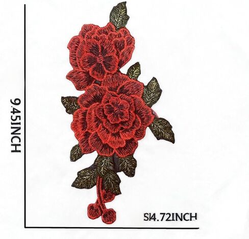 3D Embroidered Roses Patch, Dimensional Floral Applique for Clothing, Hats, Bags – Iron-On/Sew-On Garden Style Decorative Repair Patch in Saudi Arabia