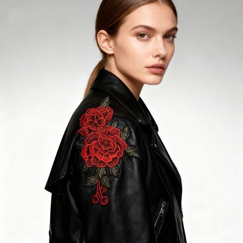 3D Embroidered Roses Patch, Dimensional Floral Applique for Clothing, Hats, Bags – Iron-On/Sew-On Garden Style Decorative Repair Patch in Saudi Arabia