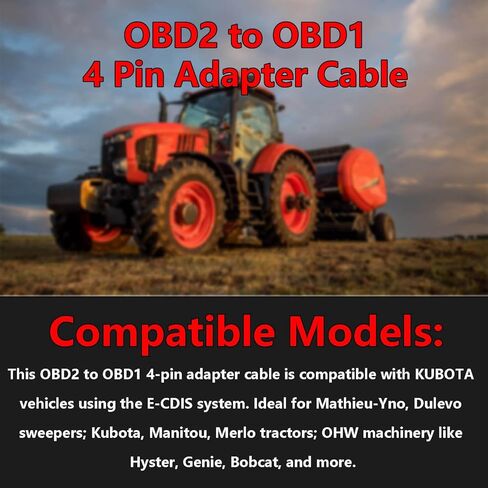 كابل محول obd2 3824-26، مناسب لمركبات KUBOTA 4 Pin obd2 16pin إلى obd1 4pin obdii موصل تشخيص السيارة متوافق مع الماسح الضوئي التشخيصي obd ii، استبدل 3824-26 382426 in Kuwait