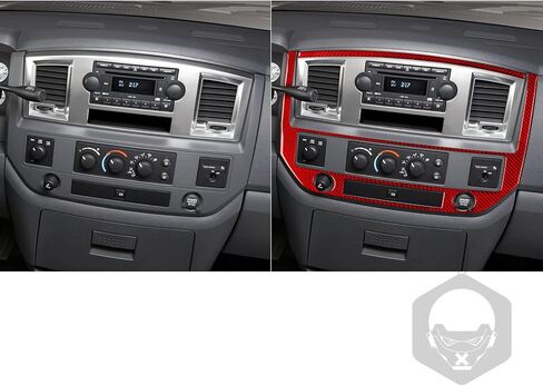 Real Premium Carbon Fiber Center Console Frame Car Interior Trim Compatible with Dodge Ram 1500 2006 2007 2008 2500/3500 2006 2007 2008 2009 Red in Kuwait