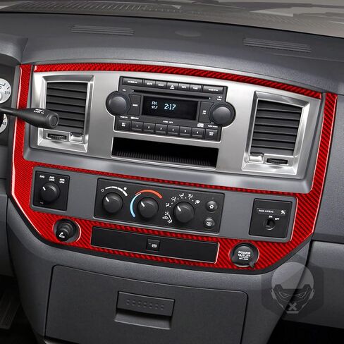 Real Premium Carbon Fiber Center Console Frame Car Interior Trim Compatible with Dodge Ram 1500 2006 2007 2008 2500/3500 2006 2007 2008 2009 Red in Kuwait