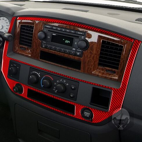 Real Premium Carbon Fiber Center Console Frame Car Interior Trim Compatible with Dodge Ram 1500 2006 2007 2008 2500/3500 2006 2007 2008 2009 Red in Kuwait