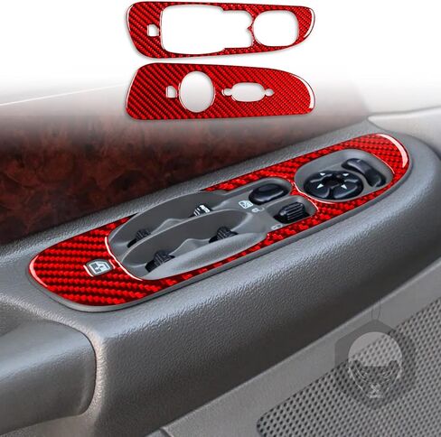Real Premium Carbon Fiber Center Console Frame Car Interior Trim Compatible with Dodge Ram 1500 2006 2007 2008 2500/3500 2006 2007 2008 2009 Red in Kuwait
