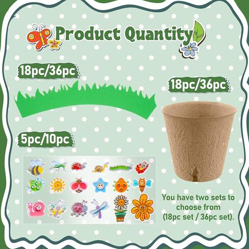 JYNTERPLAY 18 Pack Spring Garden Paper Pot Craft Kit Include 18 Pcs Paper Mache Pots and 108 Pcs Adhesive Foam Stickers Bulk for Kids Flower Planting Growing DIY Painting in Kuwait
