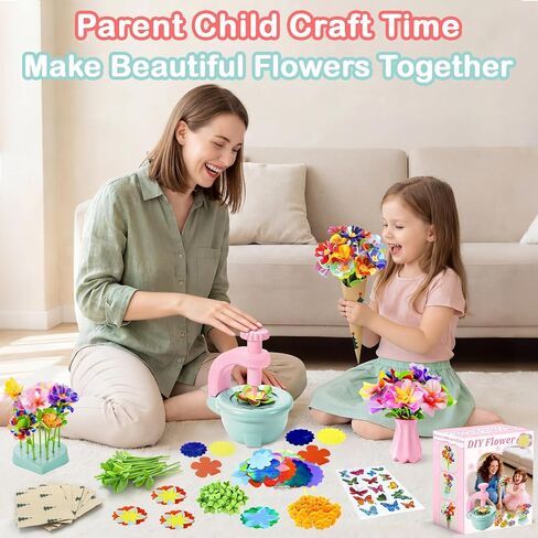 Fabric Flower Bouquets Toys, Flower Making Kit for Kids Ages 3+, DIY Arts and Crafts Activity for Preschool Toddlers, Screen-Free Craft Gifts for Girls, Home Classroom Craft Play in Saudi Arabia