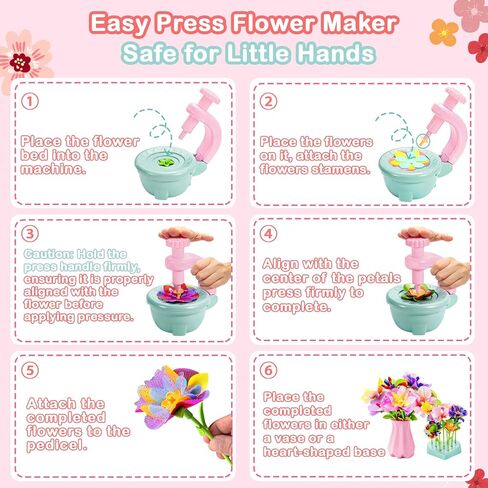 Fabric Flower Bouquets Toys, Flower Making Kit for Kids Ages 3+, DIY Arts and Crafts Activity for Preschool Toddlers, Screen-Free Craft Gifts for Girls, Home Classroom Craft Play in Saudi Arabia