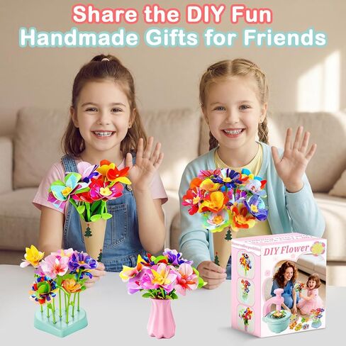 Fabric Flower Bouquets Toys, Flower Making Kit for Kids Ages 3+, DIY Arts and Crafts Activity for Preschool Toddlers, Screen-Free Craft Gifts for Girls, Home Classroom Craft Play in Saudi Arabia