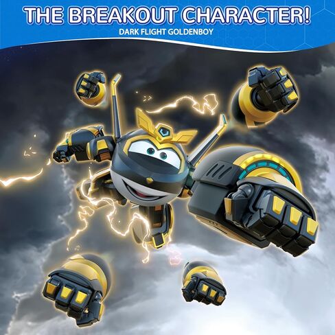 Super Wings Transformable Toys, 5 in Dark Golden Boy Airplane Transforming Figure, 2 in 1 Mode Rescue Bots Action Figure for 3-5 Year Old Boys, Season 10 Plane Toy for Toddlers Kids Age 3 4 5 6 in Kuwait