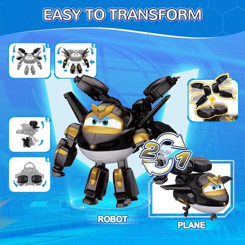 Super Wings Transformable Toys, 5 in Dark Golden Boy Airplane Transforming Figure, 2 in 1 Mode Rescue Bots Action Figure for 3-5 Year Old Boys, Season 10 Plane Toy for Toddlers Kids Age 3 4 5 6 in Kuwait