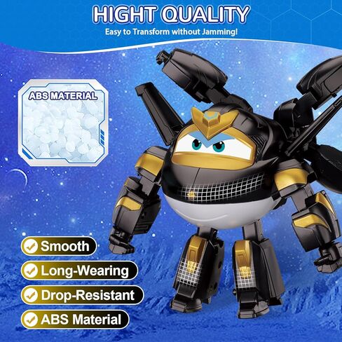 Super Wings Transformable Toys, 5 in Dark Golden Boy Airplane Transforming Figure, 2 in 1 Mode Rescue Bots Action Figure for 3-5 Year Old Boys, Season 10 Plane Toy for Toddlers Kids Age 3 4 5 6 in Kuwait