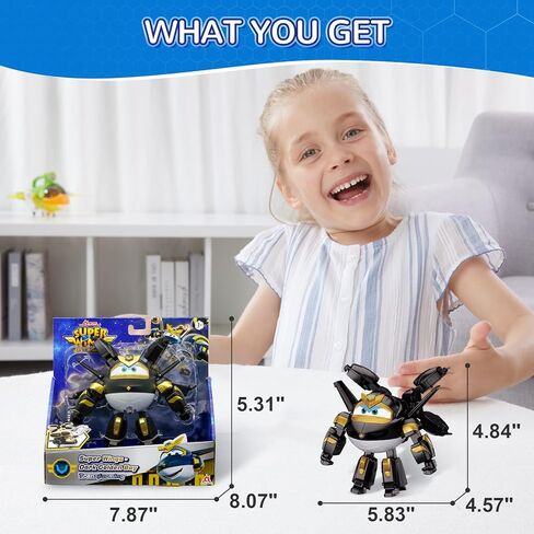 Super Wings Transformable Toys, 5 in Dark Golden Boy Airplane Transforming Figure, 2 in 1 Mode Rescue Bots Action Figure for 3-5 Year Old Boys, Season 10 Plane Toy for Toddlers Kids Age 3 4 5 6 in Kuwait