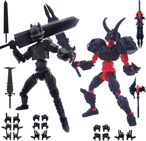 T13 3D Action Figure Set (Assembly Completed), 3D Printed Multi-Jointed, Dummy Titan 13 Action Figures, Multi-Articular Lucky Robot Nova T-13,Desktop Decorations for Game Lovers Toys(Black Red) in Saudi Arabia