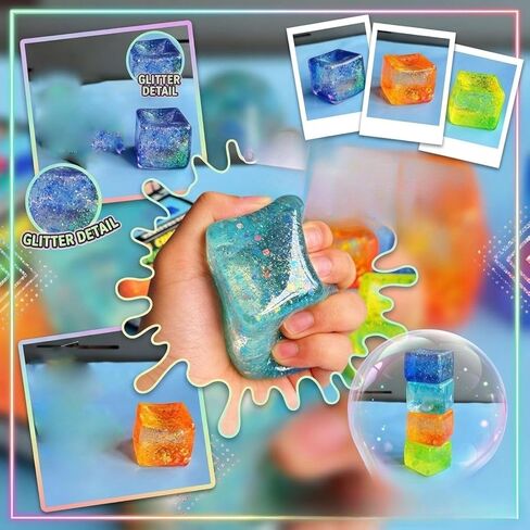 Fidget Toys Squishy Stress Cube for Adults, Squishy Slow Rising Fidget Cube Sensory for Anxiety Stress Relief High Density Ice Squeeze Ball Cubes Office Relax Toy in Saudi Arabia