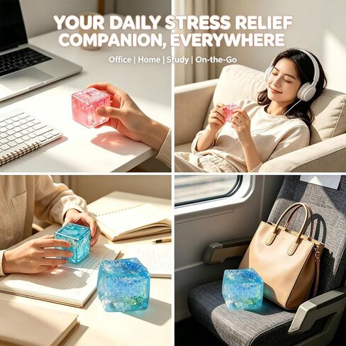 Fidget Toys Squishy Stress Cube for Adults, Squishy Slow Rising Fidget Cube Sensory for Anxiety Stress Relief High Density Ice Squeeze Ball Cubes Office Relax Toy in Saudi Arabia