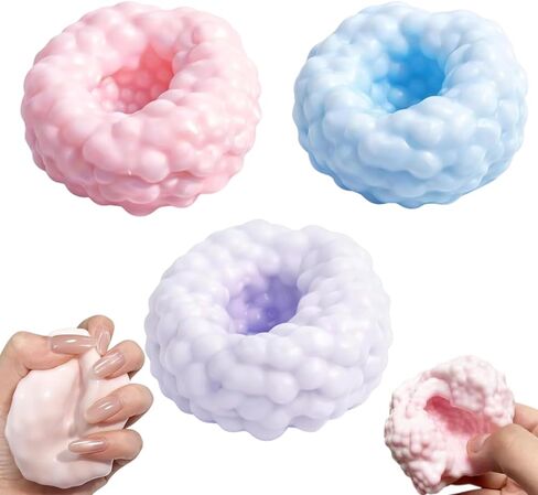 3Pcs Crunchy Noisy Stress Balls, Ice Skin Crunchy Squishy Balls, Soft Moldable Squeeze Balls for Home Office or Travel (Purple, Pink, Blue) in Kuwait
