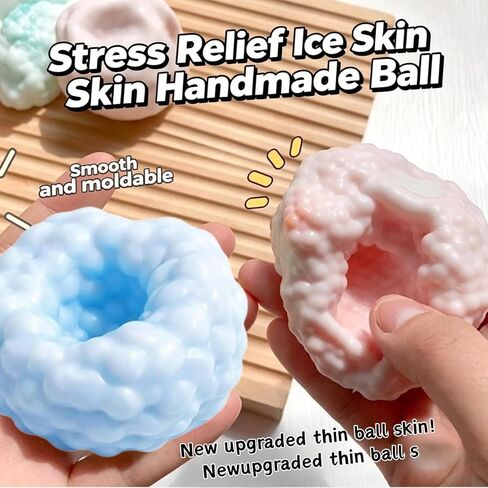 3Pcs Crunchy Noisy Stress Balls, Ice Skin Crunchy Squishy Balls, Soft Moldable Squeeze Balls for Home Office or Travel (Purple, Pink, Blue) in Kuwait