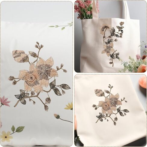 2Pcs Flower Iron on Patches Brown Applique Patches Floral Embroidery Patch for Clothing Wild Brown Floral Applique Clothing Repair Sewing Patch for Backpacks T-Shirt DIY Wedding Repairing in Kuwait