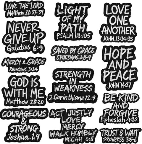 13 Pcs Bible Verse Embroidered Iron on Patches Motivational Religious Christian Sew on Patches for Easter Hat Backpack Jacket Clothes DIY Accessories Decoration in Saudi Arabia
