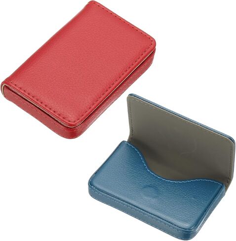 PATIKIL PU Leather Business Card Holder, 2Pcs Name Card Case with Magnetic Shut Wallet Pocket Carrier for ID Card Men Women, Black in Kuwait