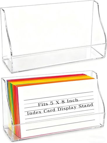 2 Pack Index Card Display Stand 5x8 Inch Acrylic Cards Holder for Desk Clear Postcard Stand Note Card Holder Index Cards Organizer Case Business Card Stand for Office Business in Saudi Arabia