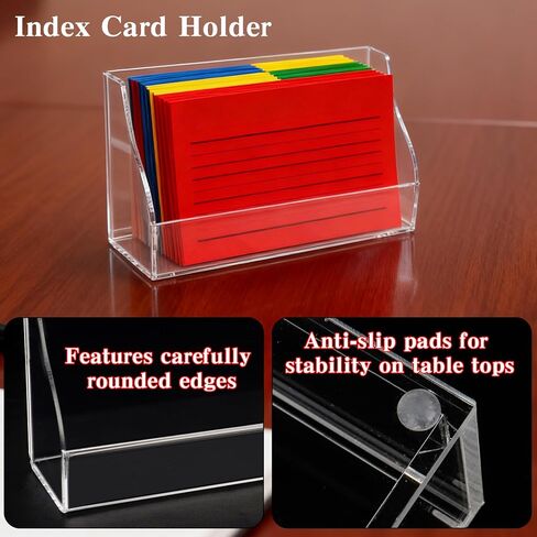 2 Pack Index Card Display Stand 5x8 Inch Acrylic Cards Holder for Desk Clear Postcard Stand Note Card Holder Index Cards Organizer Case Business Card Stand for Office Business in Saudi Arabia