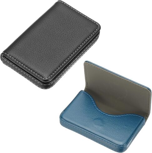 PATIKIL PU Leather Business Card Holder, 2Pcs Name Card Case with Magnetic Shut Wallet Pocket Carrier for ID Card Men Women, Black in Kuwait