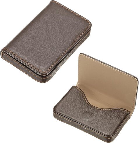 PATIKIL PU Leather Business Card Holder, 2Pcs Name Card Case with Magnetic Shut Wallet Pocket Carrier for ID Card Men Women, Black in Kuwait