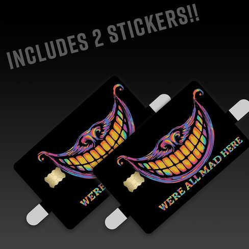 We’re All Mad Here Credit Card Skin – Trippy Rainbow Smile Face Cover – Funny Card Sticker for Bank Cards & IDs – Anti-Scratch UV Print – Fits All Standard Cards in Saudi Arabia