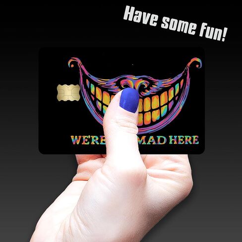 We’re All Mad Here Credit Card Skin – Trippy Rainbow Smile Face Cover – Funny Card Sticker for Bank Cards & IDs – Anti-Scratch UV Print – Fits All Standard Cards in Saudi Arabia